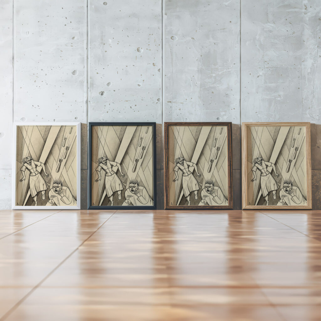 Schrecken 1939 Karl Wiener framed posters mockup