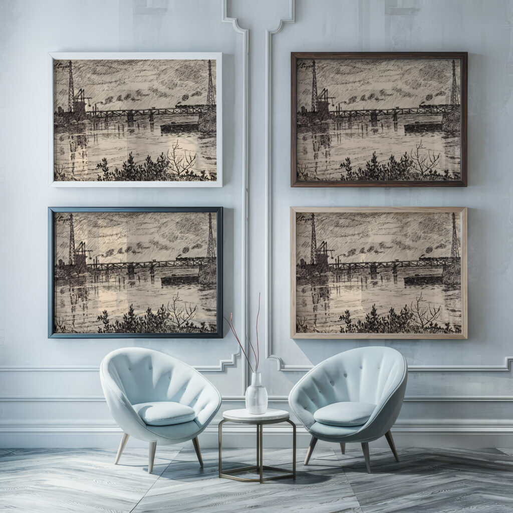 Schuylkill no. 3 Henry Lyman Sayen framed posters mockup