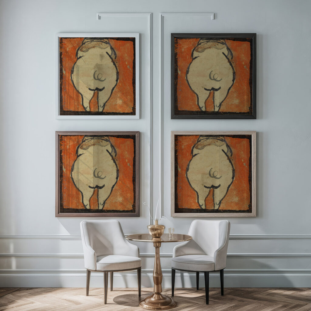 Schwein von hinten 1918 Egon Schiele framed posters mockup