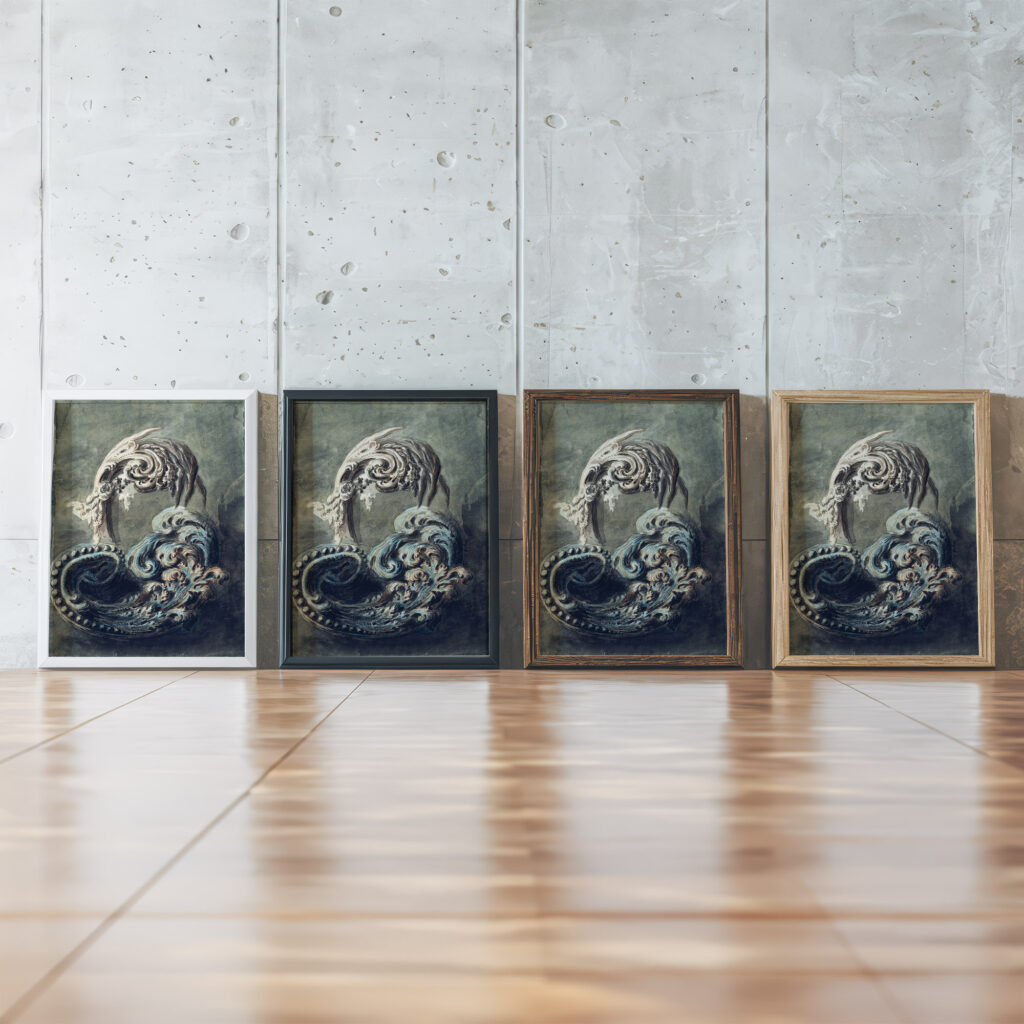 Scroll Ornament 1768 Francois Cuvillies the Younger framed posters mockup