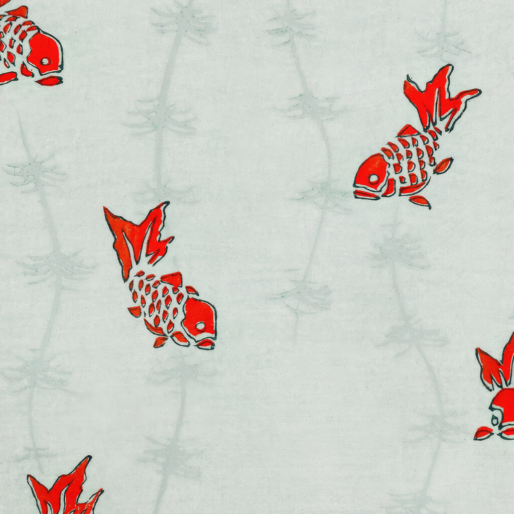 Seamless gold fish illustration Watanabe Seitei 8 mockup