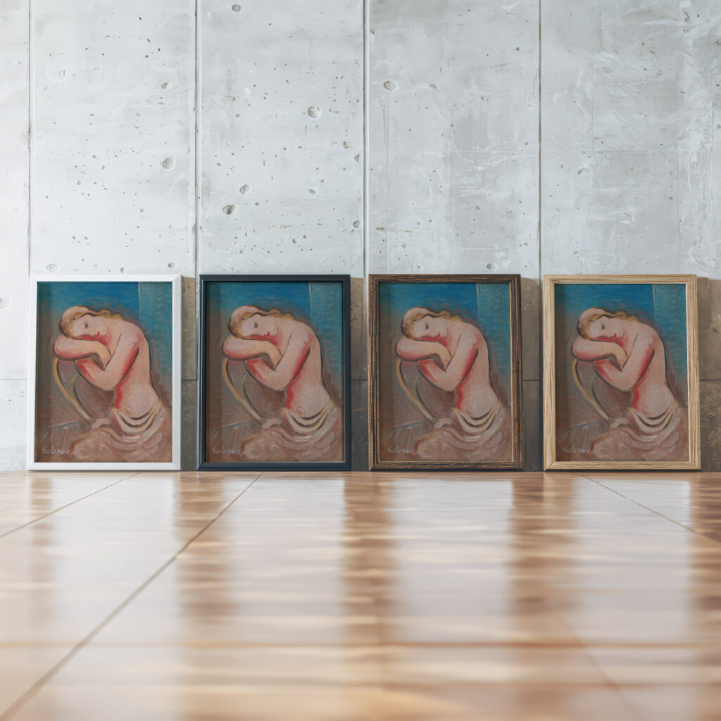 Seated Model 1936–1937 Mikulas Galanda framed posters mockup