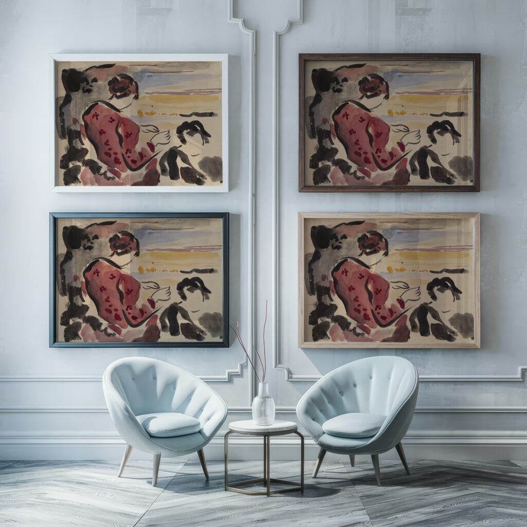 Seated Woman Rik Wouters framed posters mockup