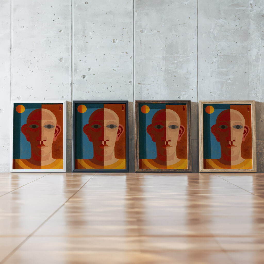 Selbstbildnis 1931 Heinrich Hoerle framed posters mockup