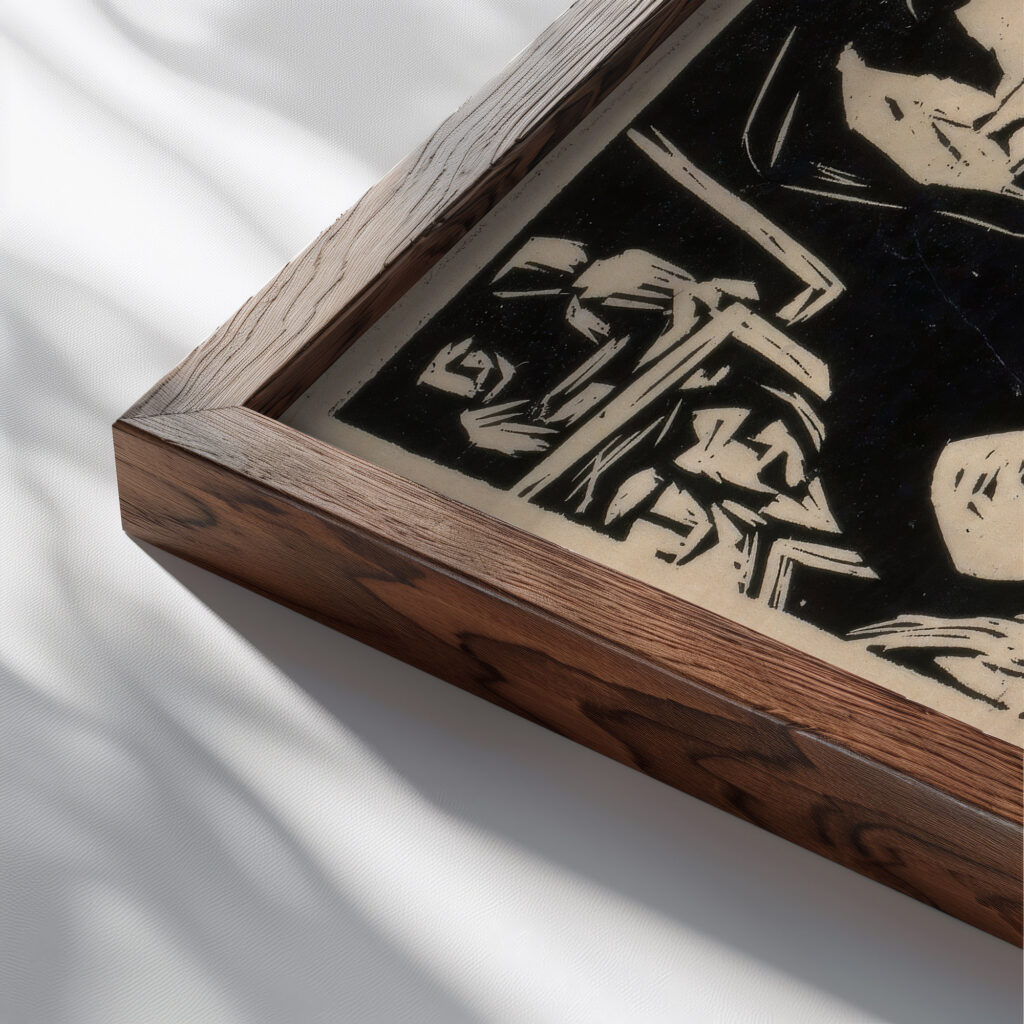 Selbstbildnis mit Pinseln 1925 Hermann Scherer close up dark wood mockup