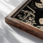 Selbstbildnis mit Pinseln 1925 Hermann Scherer close up dark wood mockup