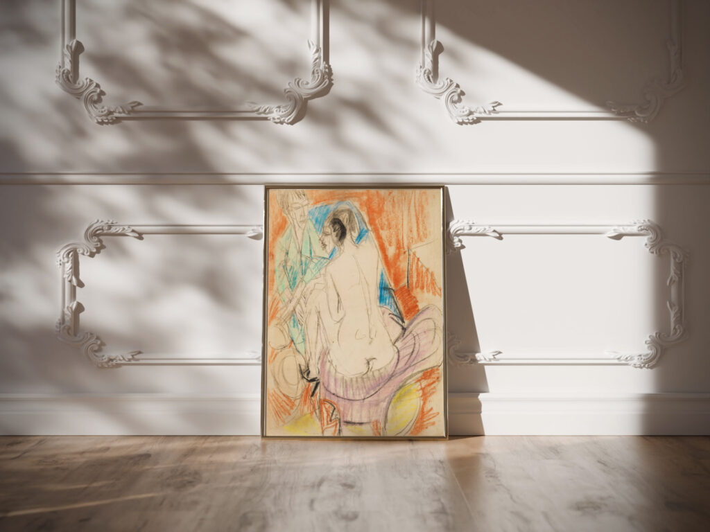 Selbstportrat mit Gerda Mann und Sitzende im Atelier 1915 Ernst Ludwig Kirchner video mockup