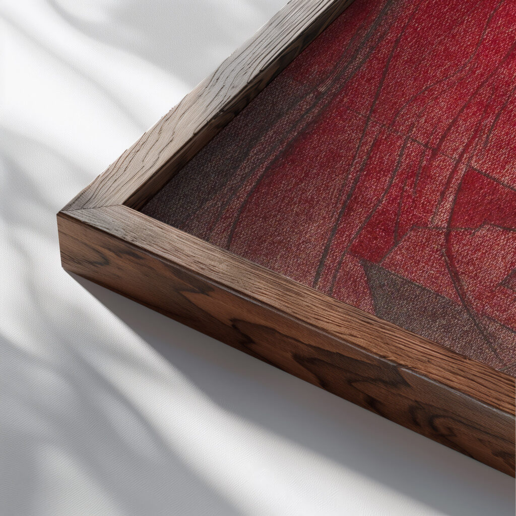 Selbstportrat mit Jupiter und Saturn 1940 Karl Wiener close up dark wood mockup