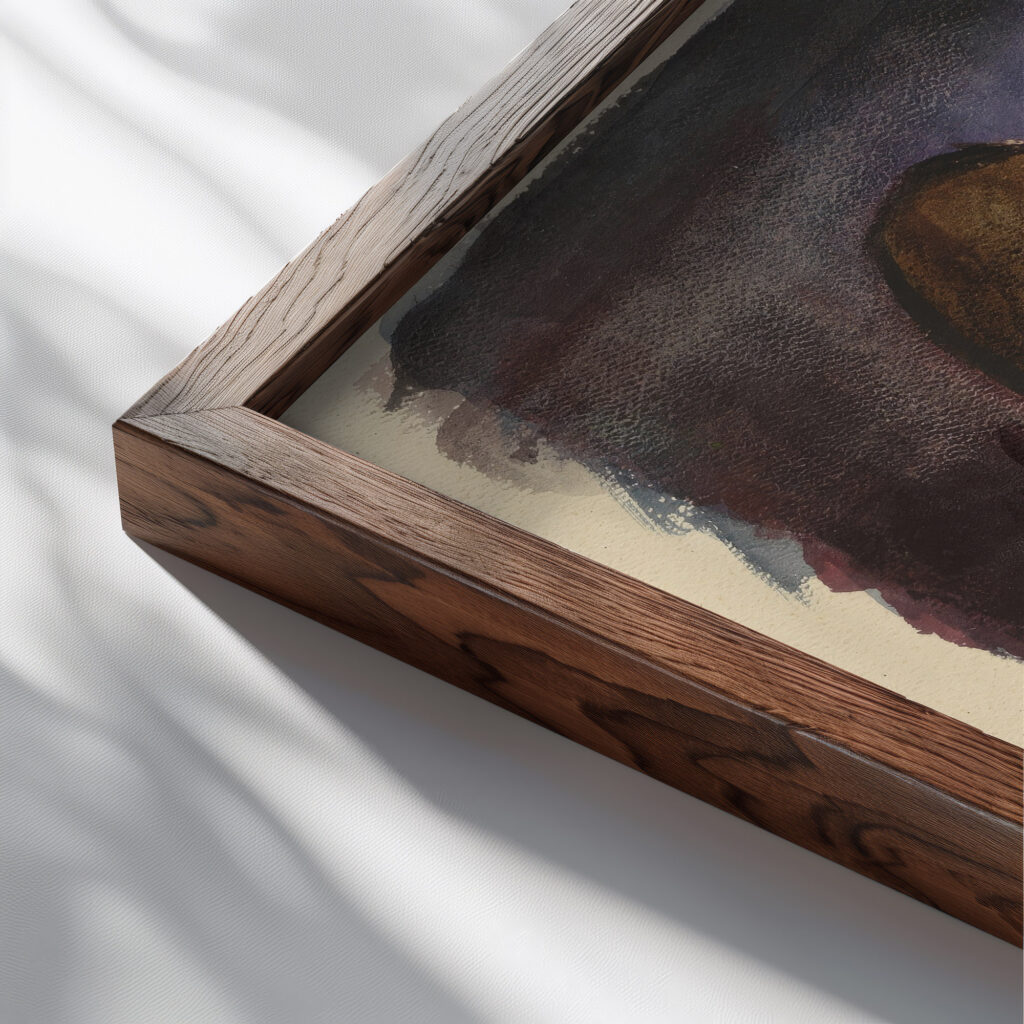 Selbstportrat mit dem Tod around 1932 Karl Wiener close up dark wood mockup