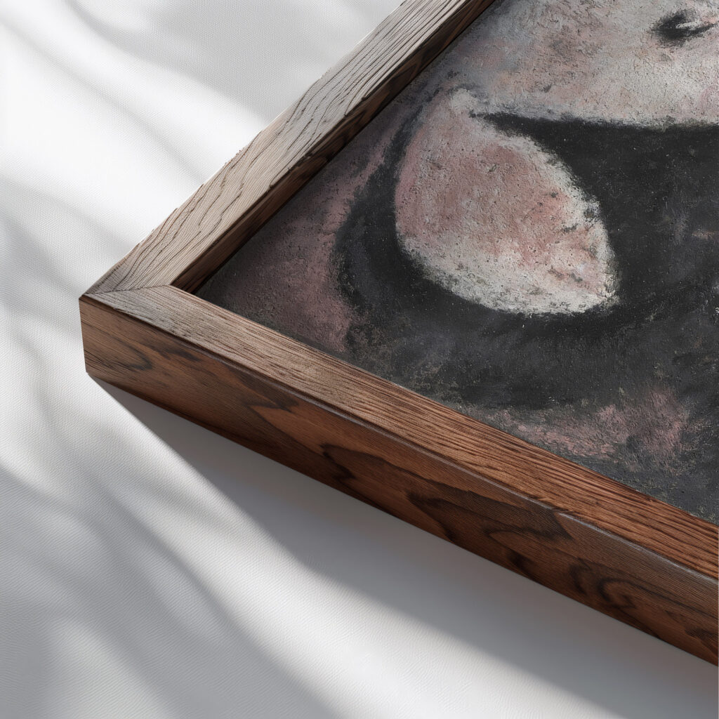 Sentimental Music circa 1913 Arthur Dove close up dark wood mockup