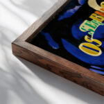 Serrana poem in colour circa 1915 Amadeo de Souza Cardoso close up dark wood mockup