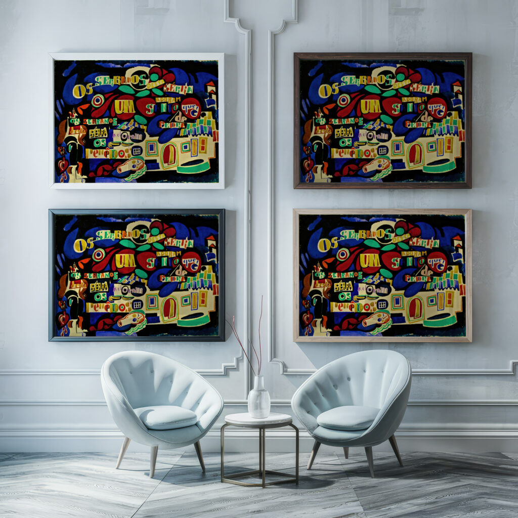 Serrana poem in colour circa 1915 Amadeo de Souza Cardoso framed posters mockup