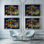 Serrana poem in colour circa 1915 Amadeo de Souza Cardoso framed posters mockup