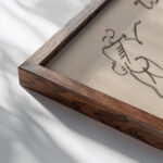 Seven Dancing Figures in Three Registers 1910 1915 Henri Gaudier Brzeska close up dark wood mockup