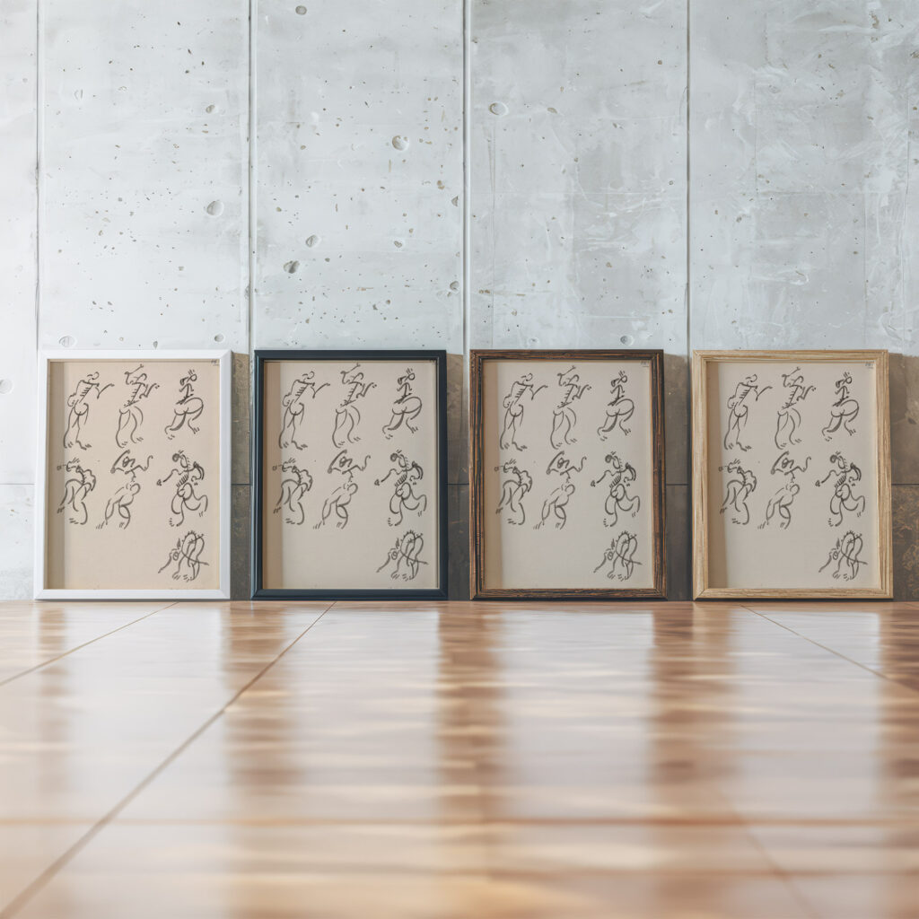 Seven Dancing Figures in Three Registers 1910 1915 Henri Gaudier Brzeska framed posters mockup