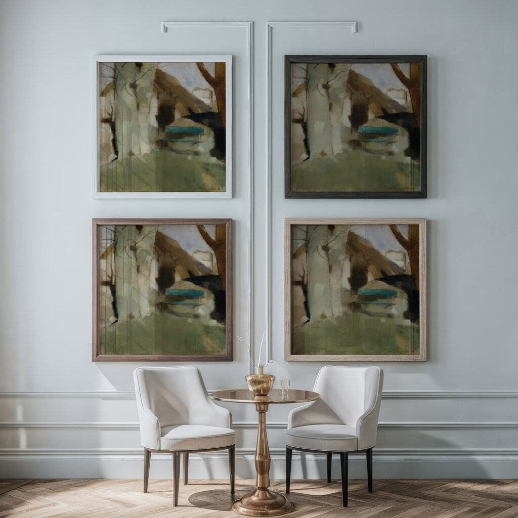 Shadow on the Wall II Green Bench 1928 Helene Schjerfbeck framed posters mockup