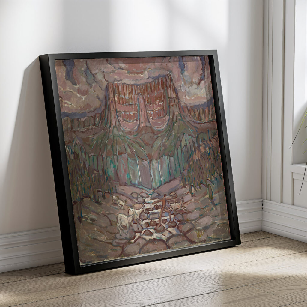 Shepherd and Flock Crossing a River in the Mountains 1914 Carl Burckhardt 4 mockup