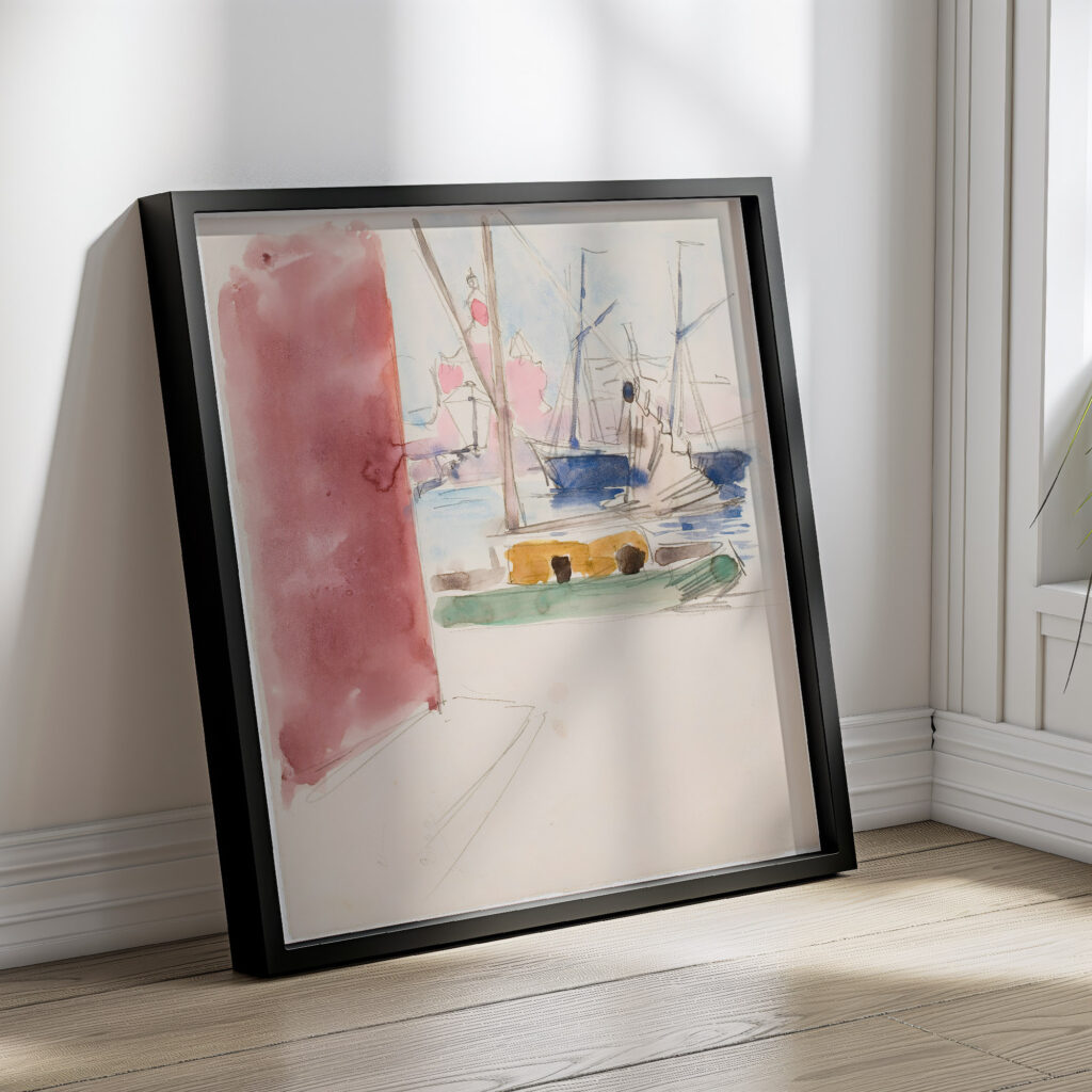 Ships in the South Harbor sketch Akseli Gallen Kallela 4 mockup