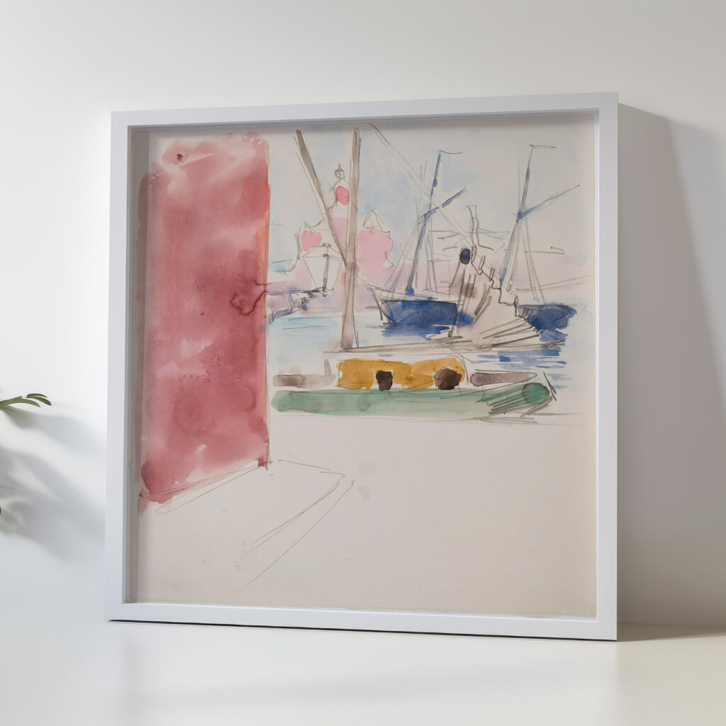 Ships in the South Harbor sketch Akseli Gallen Kallela 5 mockup