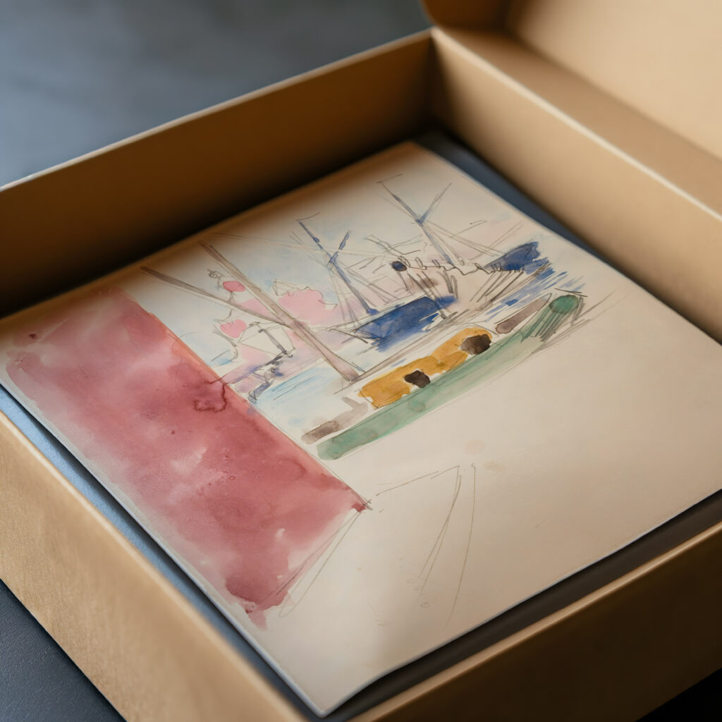 Ships in the South Harbor sketch Akseli Gallen Kallela video mockup