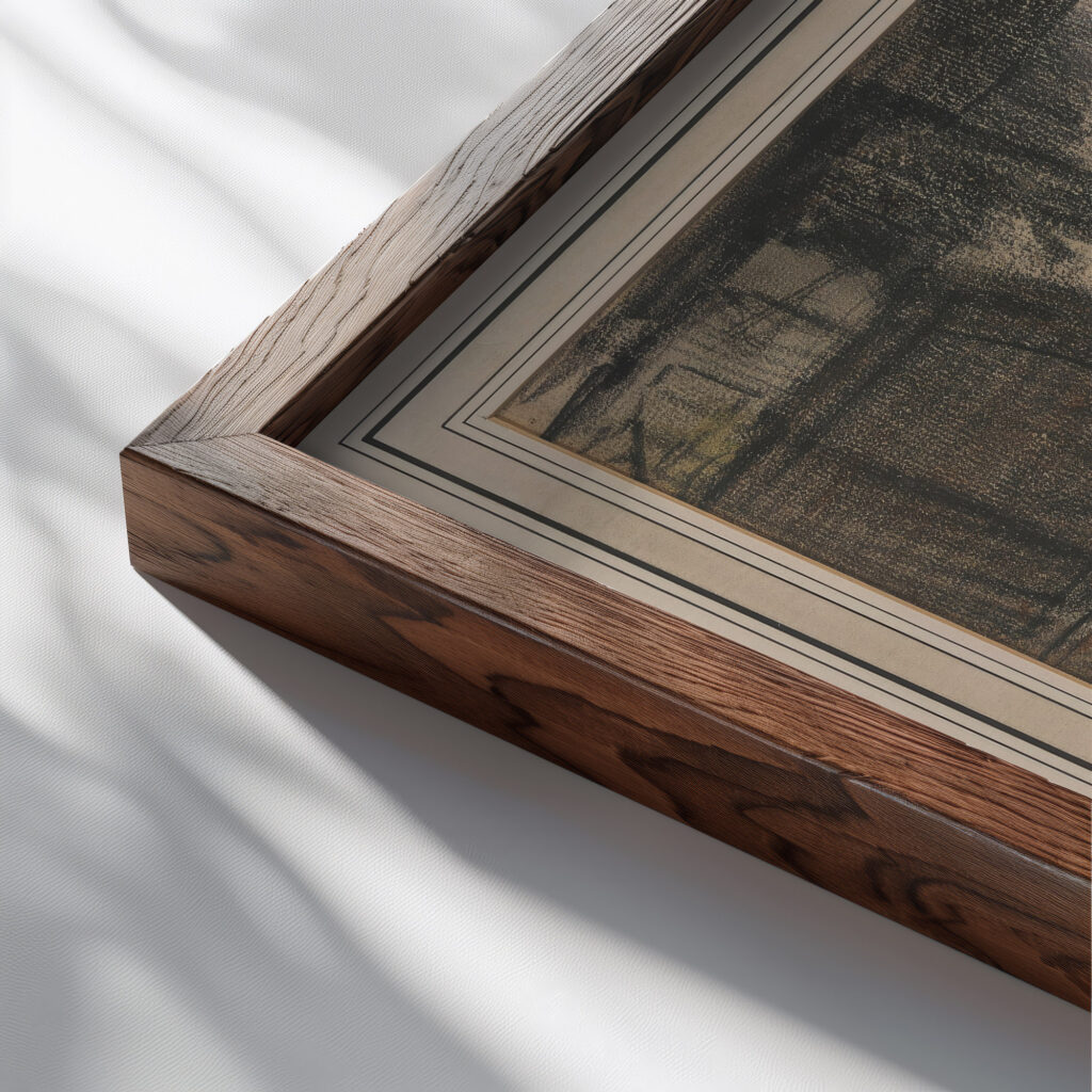 Shopwindow Isaac Israels close up dark wood mockup