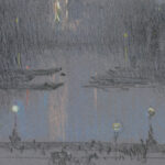 Shot Tower with night lights from Embankment 1880 Joseph Pennell 8 mockup