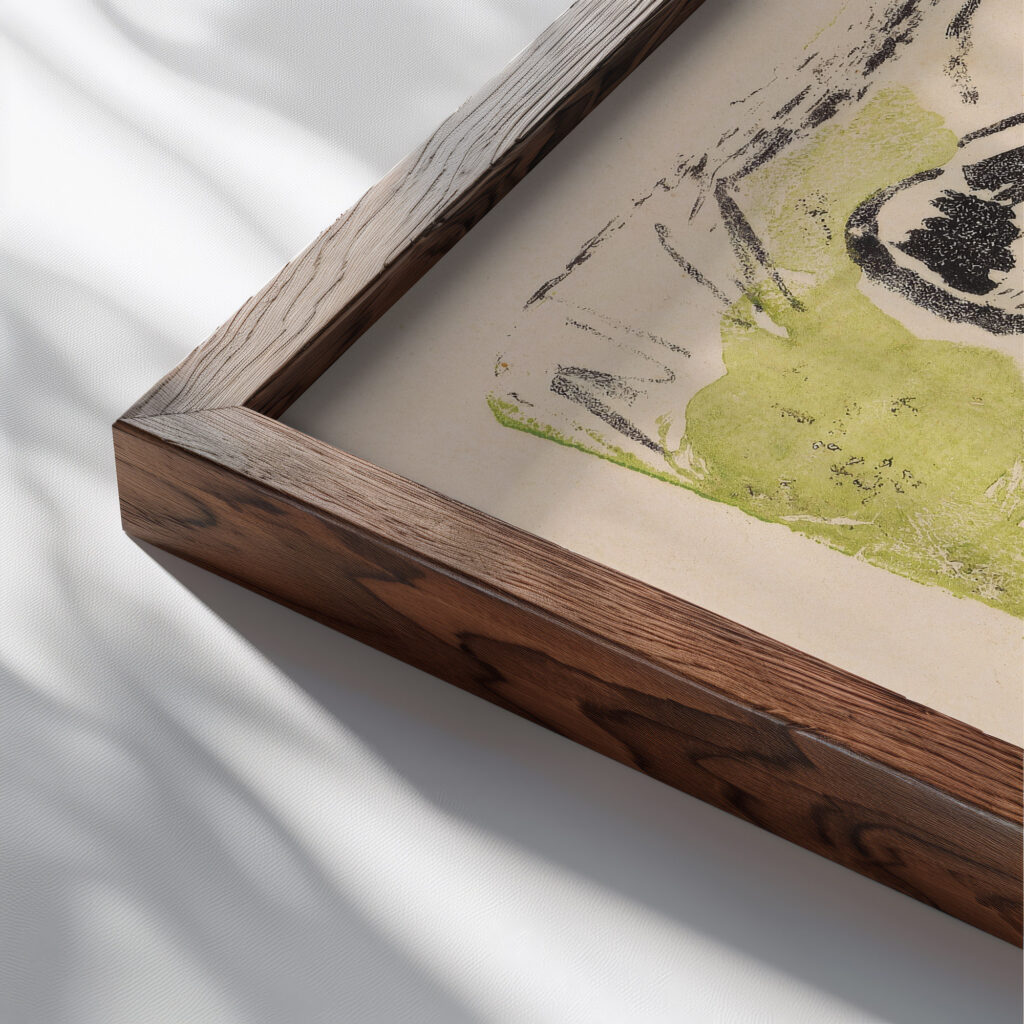 Sich sonnende Badende 1909 Ernst Ludwig Kirchner close up dark wood mockup