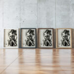 Siddende kvindelig model 1939 Henry Nielsen framed posters mockup