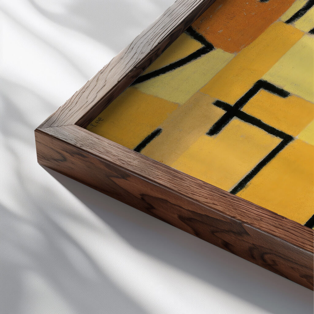 Signs In Yellow 1937 Paul Klee close up dark wood mockup