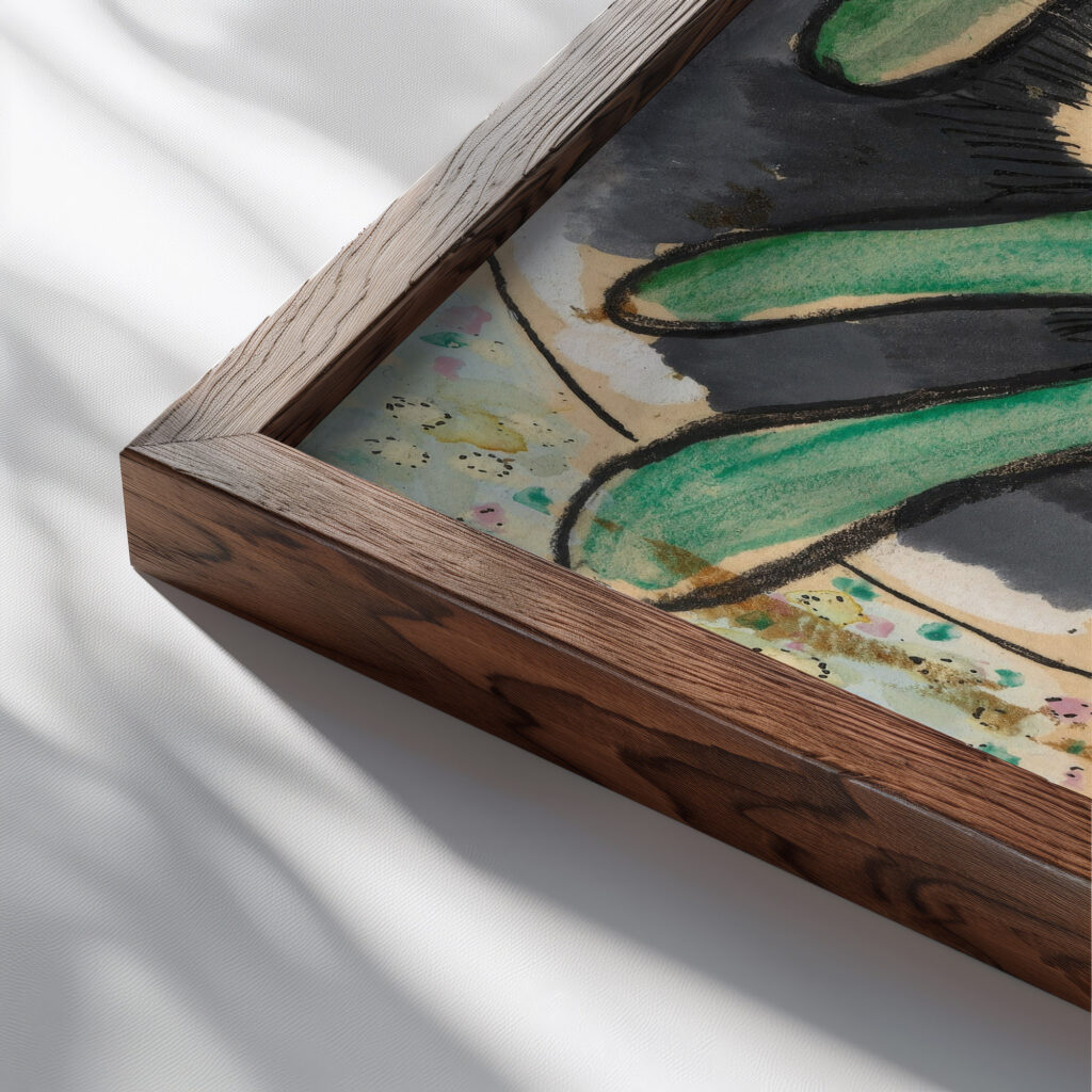 Silver Ball Barge and Trees 1930 Arthur Dove close up dark wood mockup