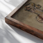 Sitting pink nude 1928 Frits van den Berghe close up dark wood mockup