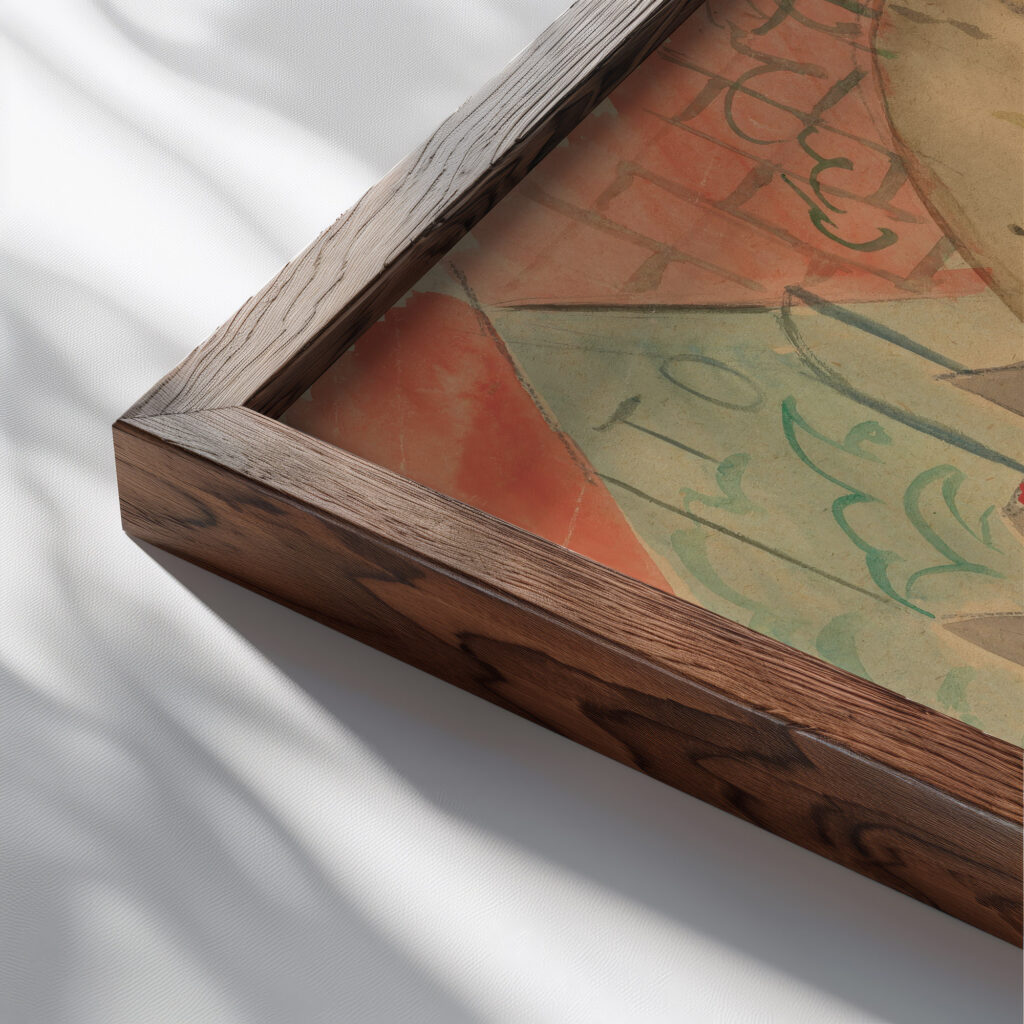 Sketch for ‘Fencing Duel 1919 Leon Chwistek close up dark wood mockup