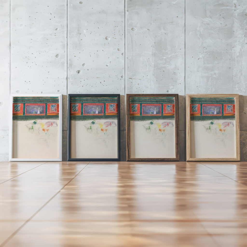 Sketch of Figures and Poles 1912 Spencer Frederick Gore framed posters mockup