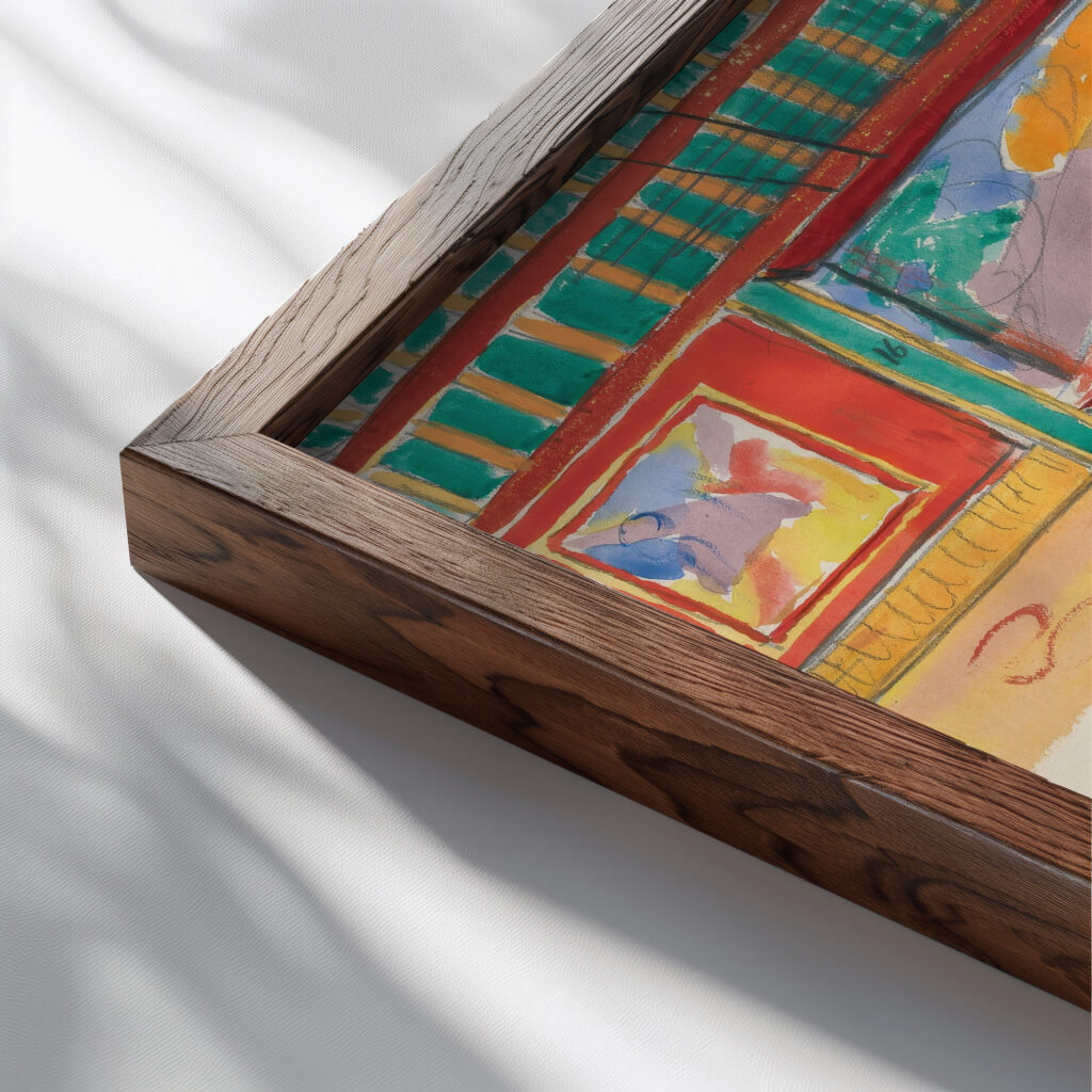 Sketch of a Clock 1912 Spencer Frederick Gore close up dark wood mockup