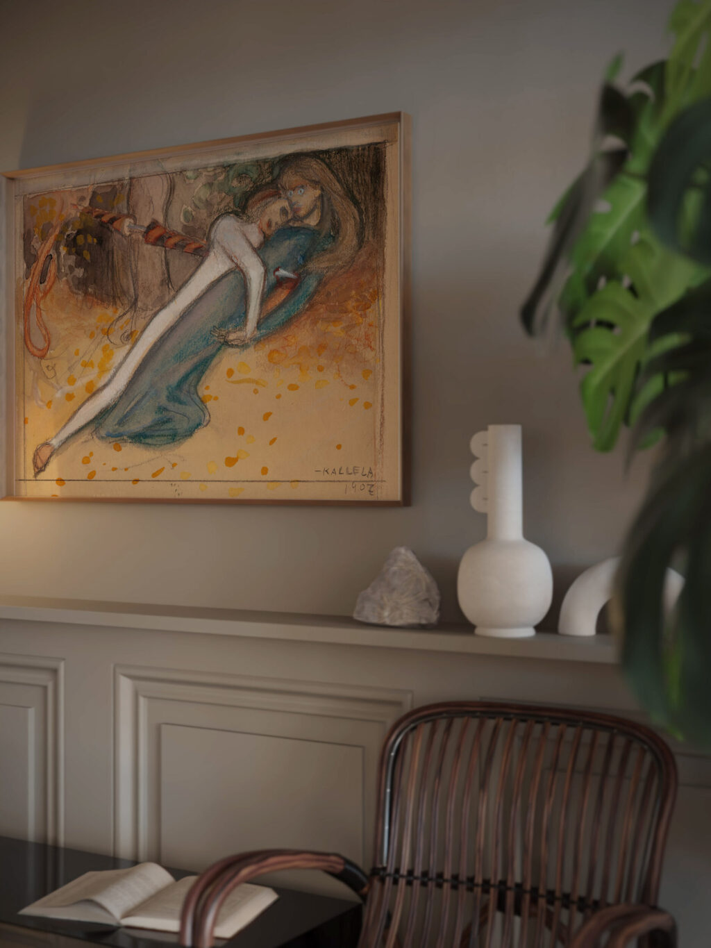 Sketch of the youngman and the pierced maid 1907 Akseli Gallen Kallela video mockup