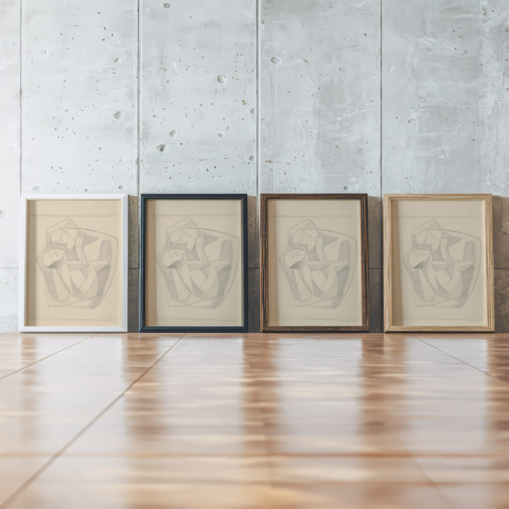 Skicar s roznymi studijnymi kresbami IV 1937–1939 Mikulas Galanda framed posters mockup
