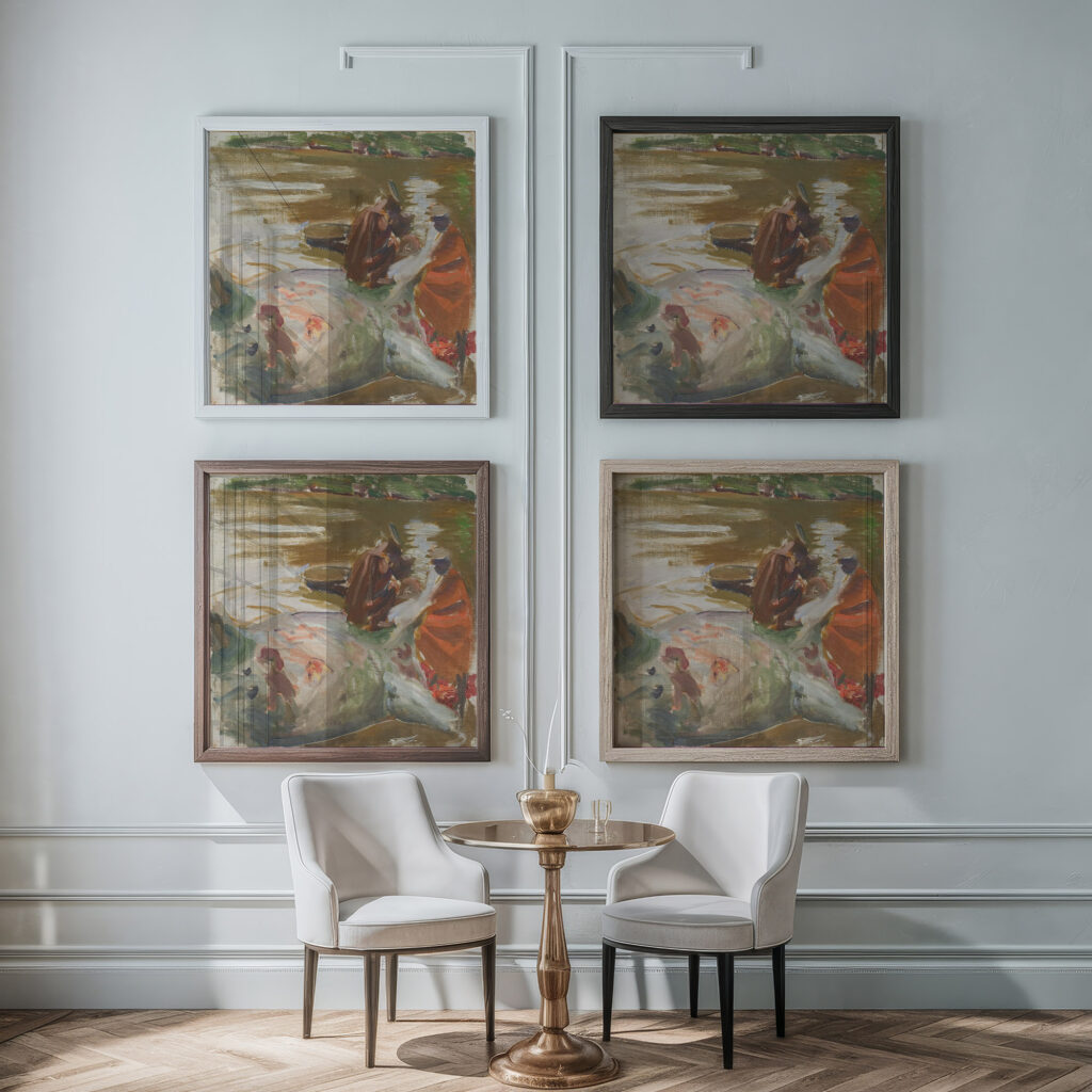 Skinning a hippopotamus 1909‒1910 Akseli Gallen Kallela framed posters mockup