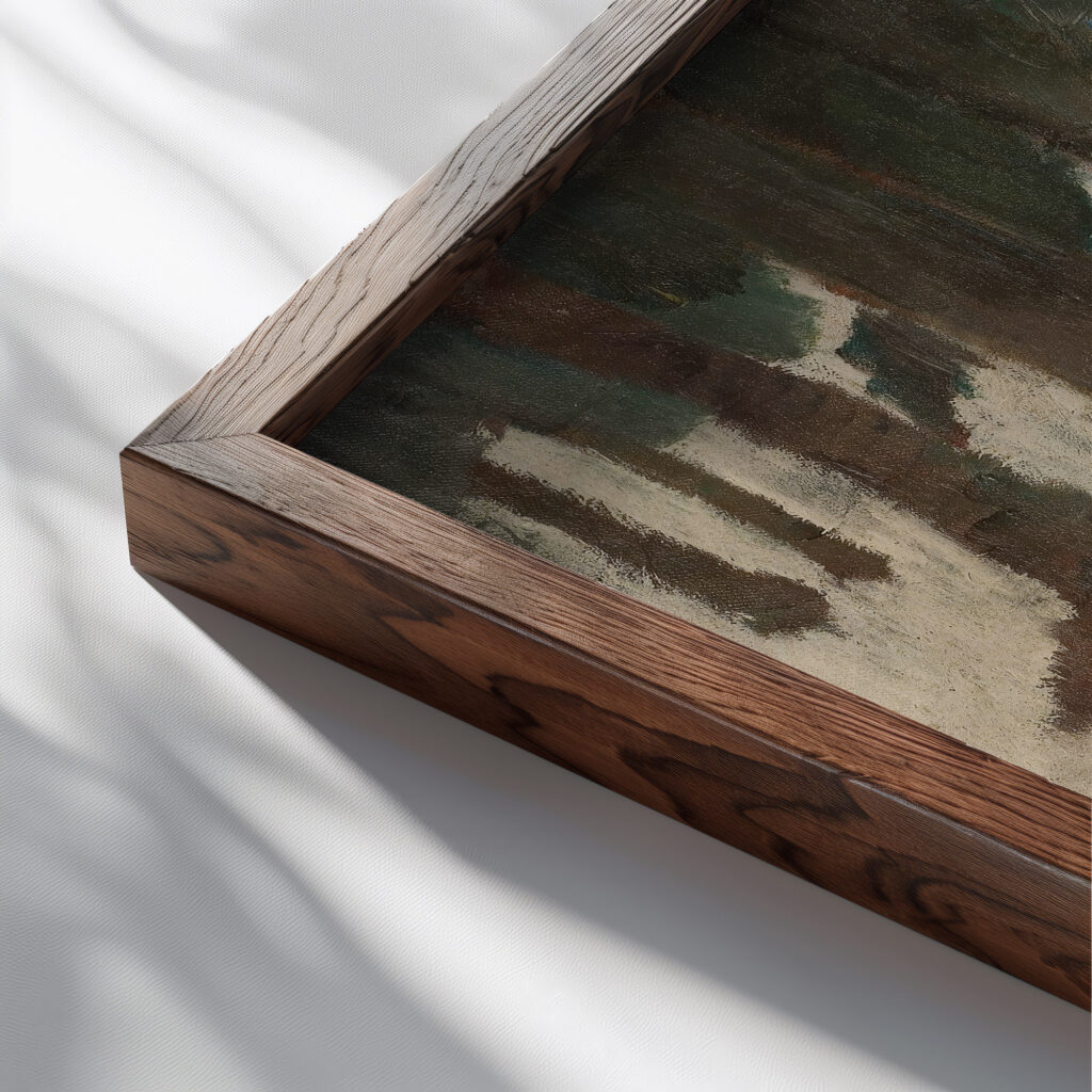 Skog ca. 1911 Arnulf Overland close up dark wood mockup