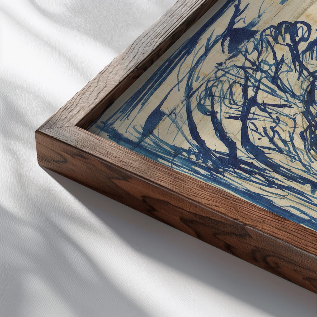 Skovinterieur med braendehugger. La Cote de Grace Honfleur. 1904 – 1907 Emile Othon Friesz close up dark wood mockup
