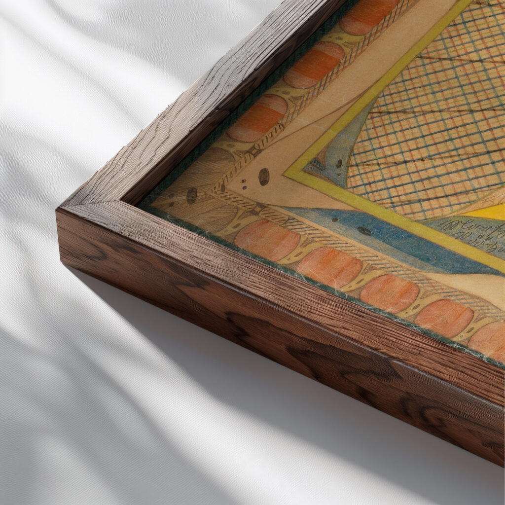 Skt. AdolfBallohnSchiff RiesenStadt 1921 Adolf Wolfli close up dark wood mockup