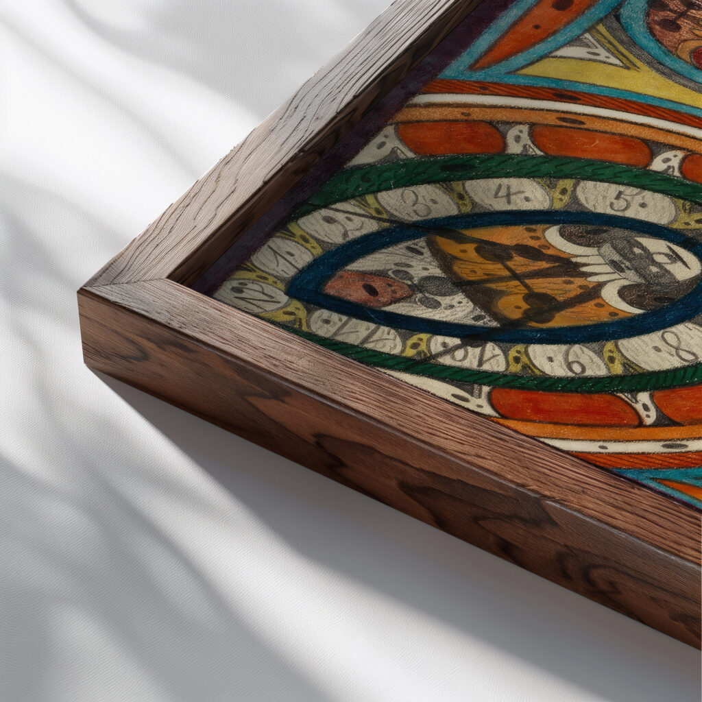 Skt. AdolfRingenHall 1922 Adolf Wolfli close up dark wood mockup