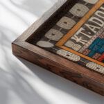 Skt. Adolfina Mariili und Wiegalinda Giselar 1920 Adolf Wolfli close up dark wood mockup