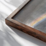 Sky Study with Rainbow 1827 John Constable close up dark wood mockup