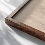 Skyscrapers from the Gladstone 1912 Joseph Pennell close up dark wood mockup