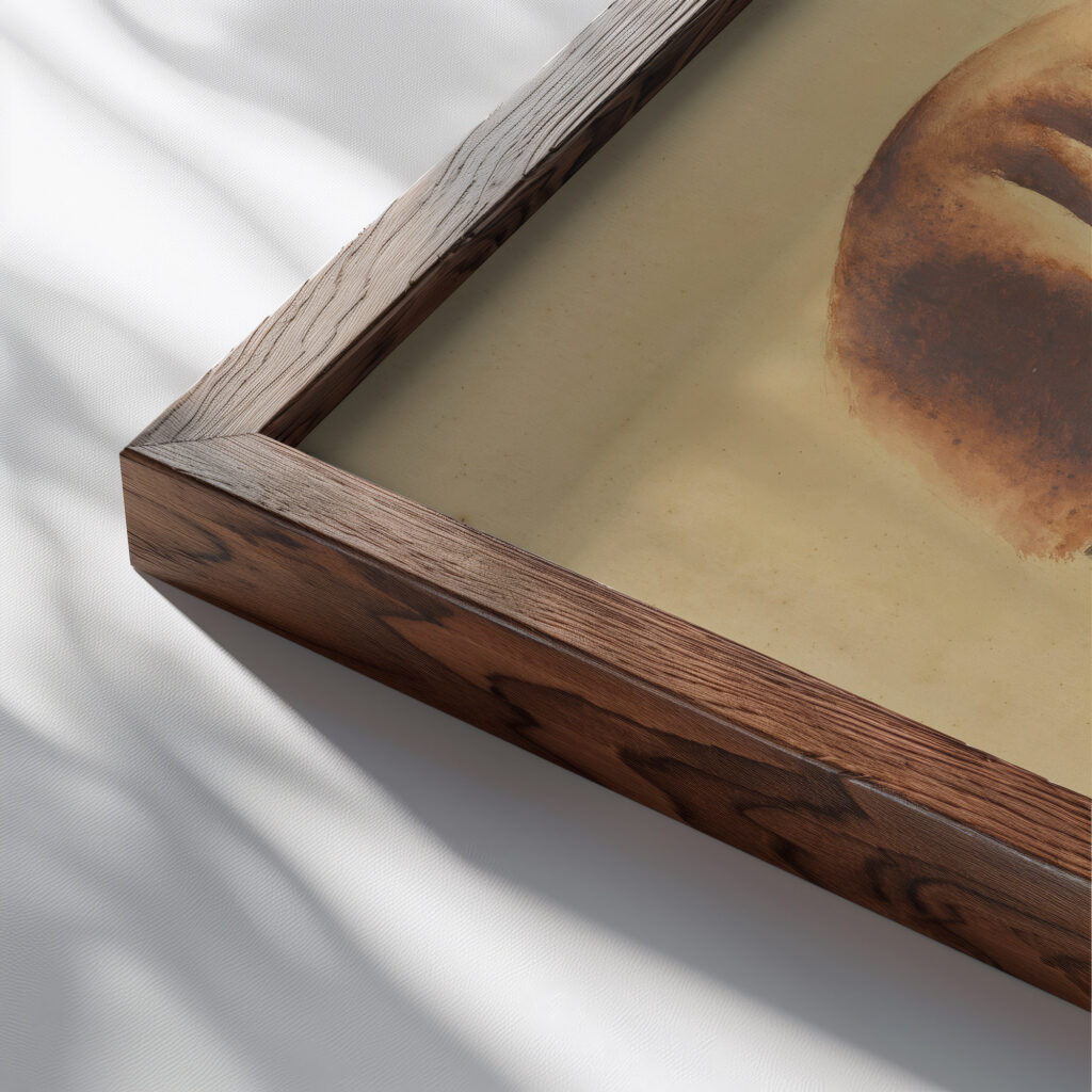 Slapende boer 1925 Frits van den Berghe close up dark wood mockup