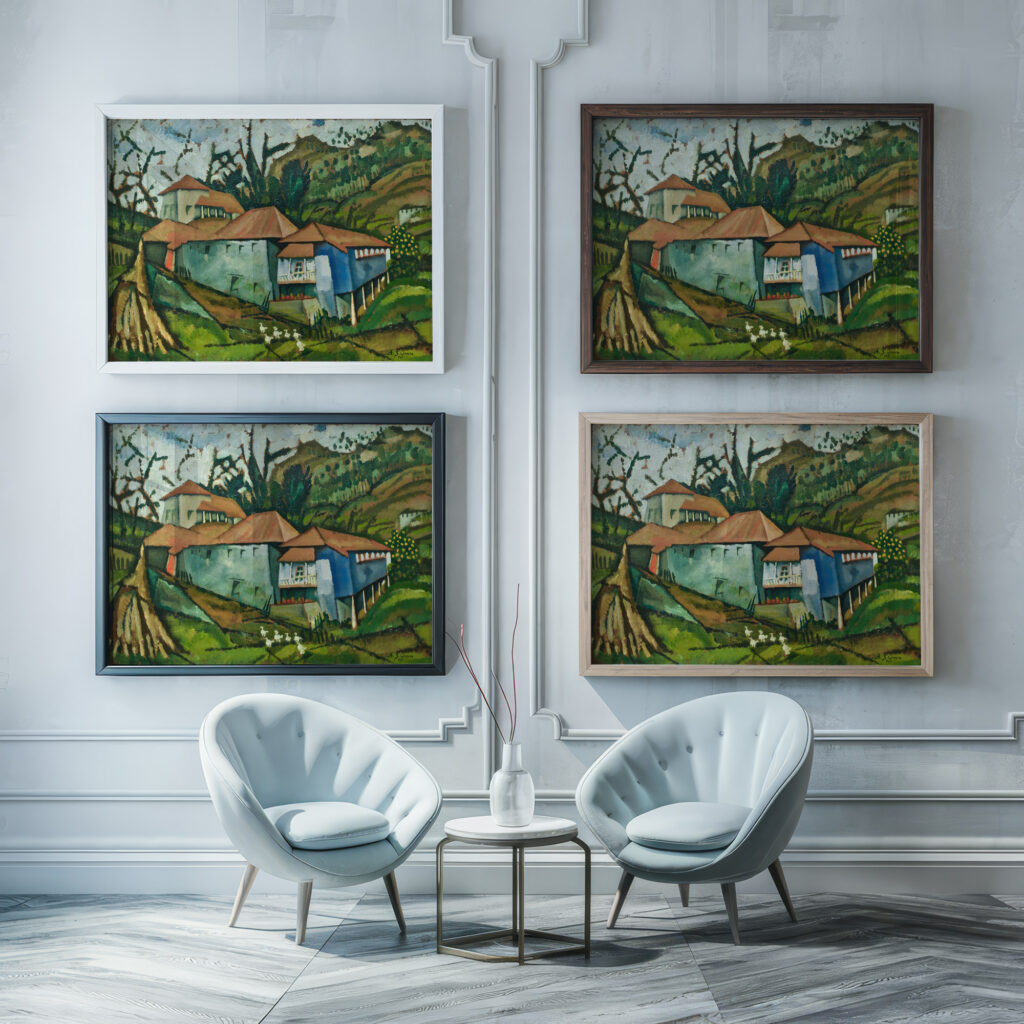 Small River House 1913 Amadeo de Souza Cardoso framed posters mockup