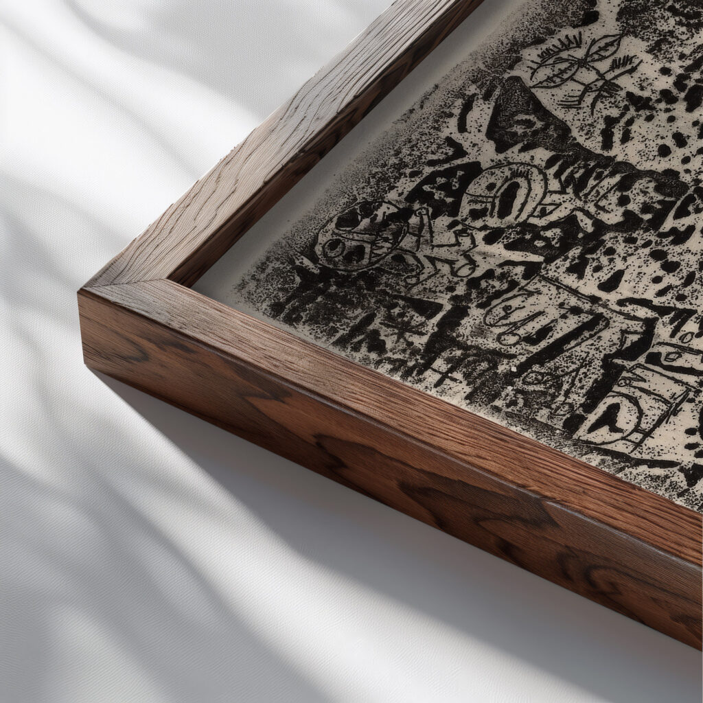 Small World 1914 Paul Klee close up dark wood mockup