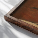 Small house with a red roof 1911 Tadeusz Makowski close up dark wood mockup