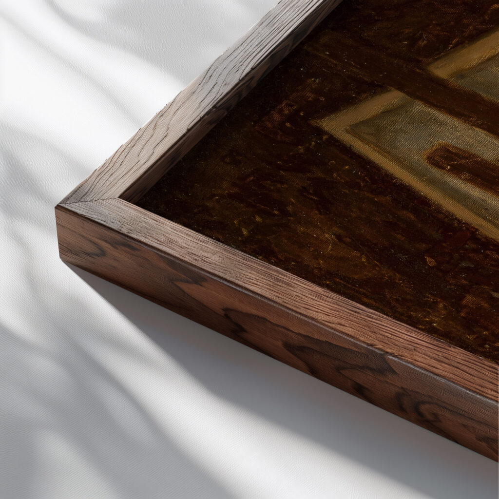 Small model 1929 Tadeusz Makowski close up dark wood mockup