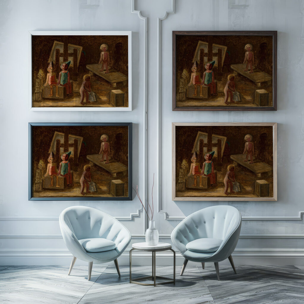 Small model 1929 Tadeusz Makowski framed posters mockup